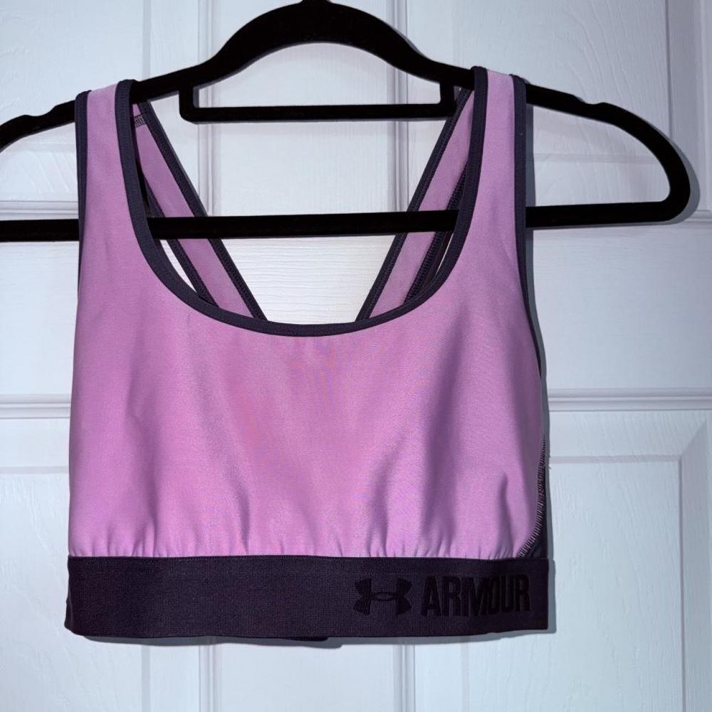 Under Armour pink sports bra with grey trim - medium